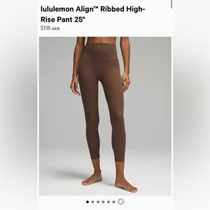 RIBBED LULULEMON LEGGINGS- 2 JAVA